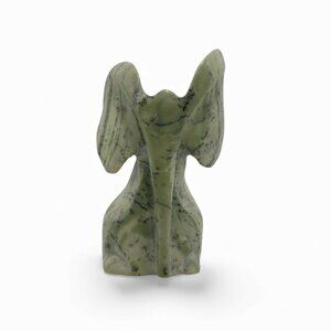 Stone Elephant Carved Green Butter Jade Stone from South Africa Signed 5.5"